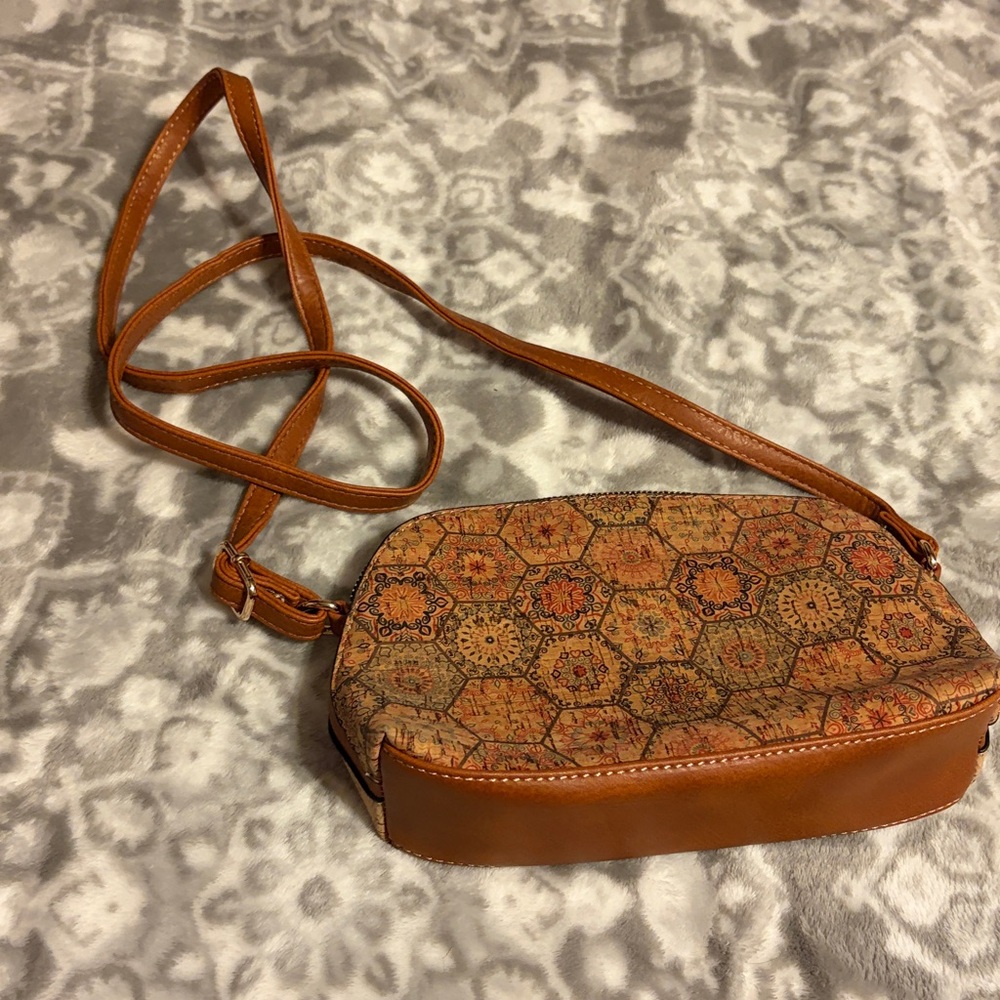 Cork Crossbody purse, small pattern on one side new with tags